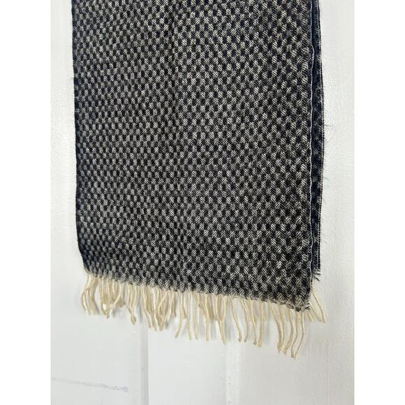 Vintage Lambswool Gray Checkered Scarf | 90s Style | Gifts for Him | Berman's - Picture 3 of 5